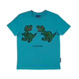 T-SHIRT BØRN 2 T-REX TURKIS  1