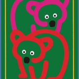 GREETING CARD BEARS VERTICAL GREEN