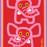 GREETING CARD ELEPHANTS RED