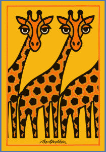 POSTKORT GIRAFFER GUL  1