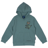 SWEATSHIRT BØRN M HÆTTE OG LYN T-REX GRØN