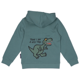 SWEATSHIRT BØRN M HÆTTE OG LYN T-REX GRØN