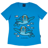 T-SHIRT SLIM FIT HAVSKILDPADDE TURKIS