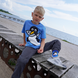 T-SHIRT BØRN PINGVIN BLÅ 4
