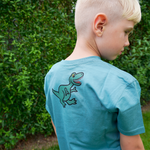 T-SHIRT BØRN T-REX GRØN 4