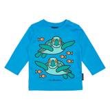 T-SHIRT LANGÆRMET BABY HAVSKILDPADDE TURKIS 1