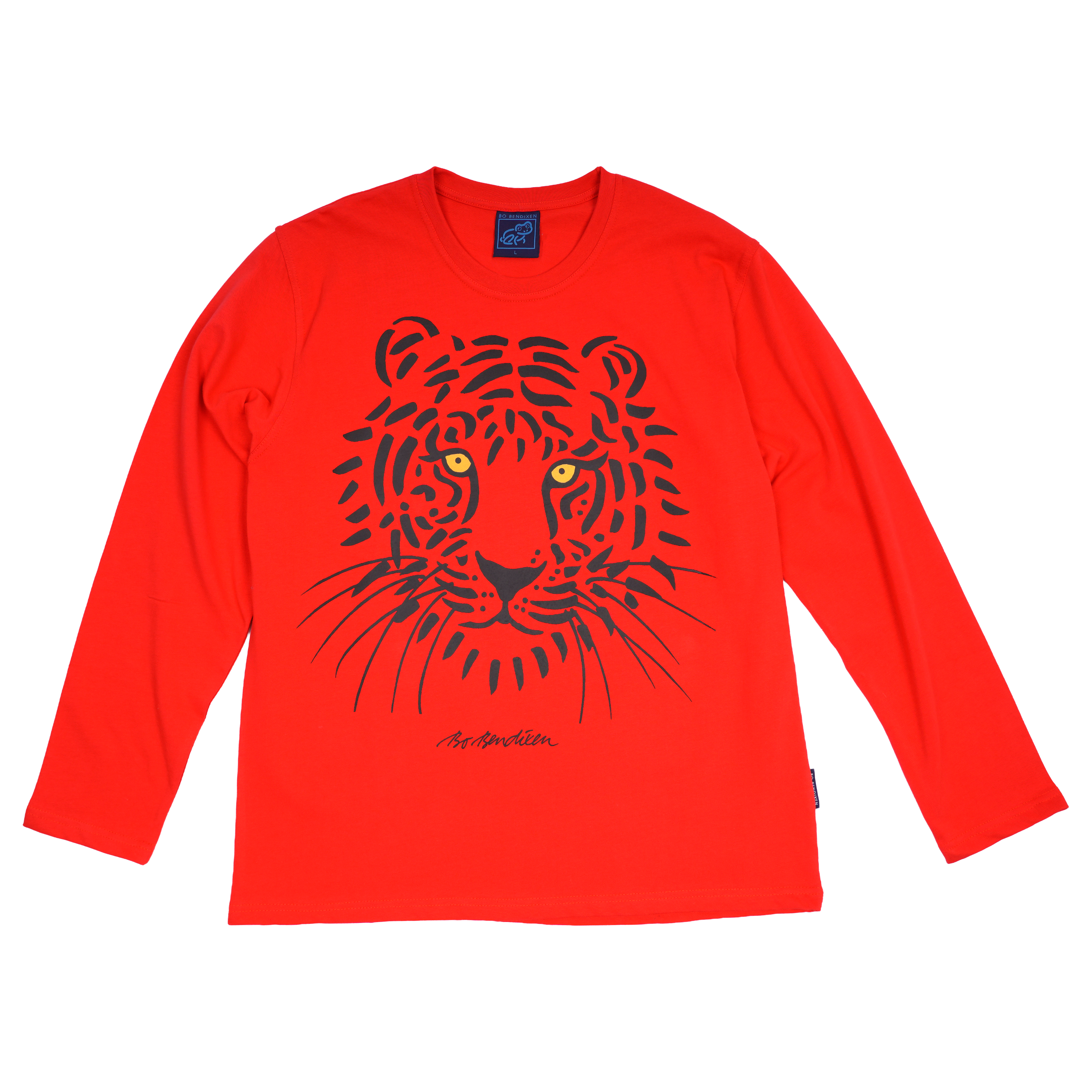 T-SHIRT VOKSEN LANGÆRMET TIGER RØD 1