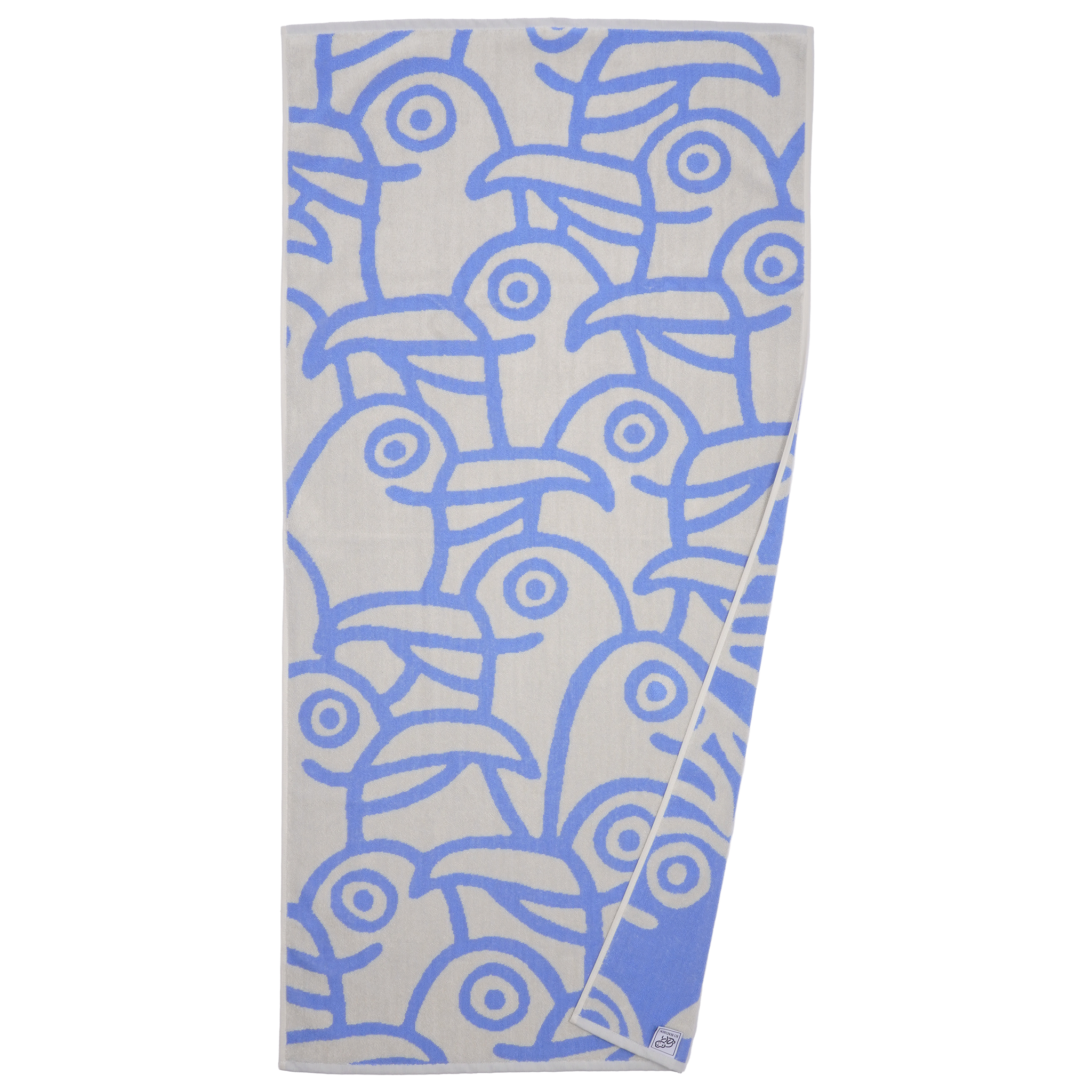 HÅNDKLÆDE SJOVE MÅGER CREME/LYSEBLÅ 70 X 140 1