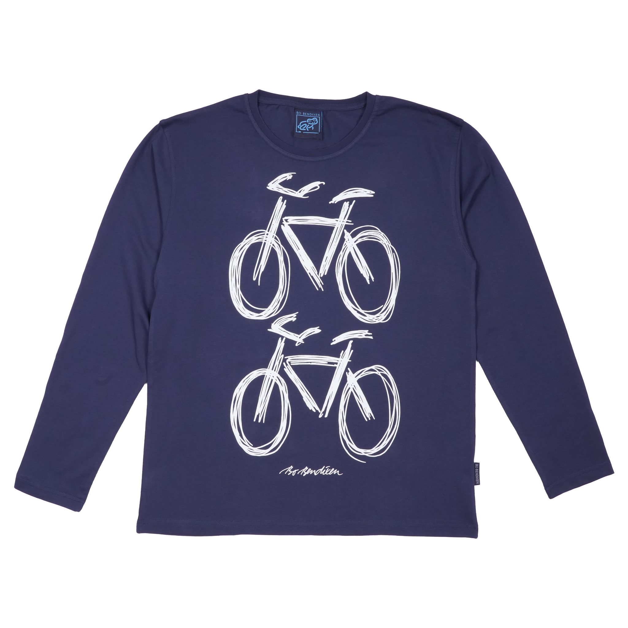 T-SHIRT VOKSEN LANGÆRMET 2 CYKLER NAVY 1