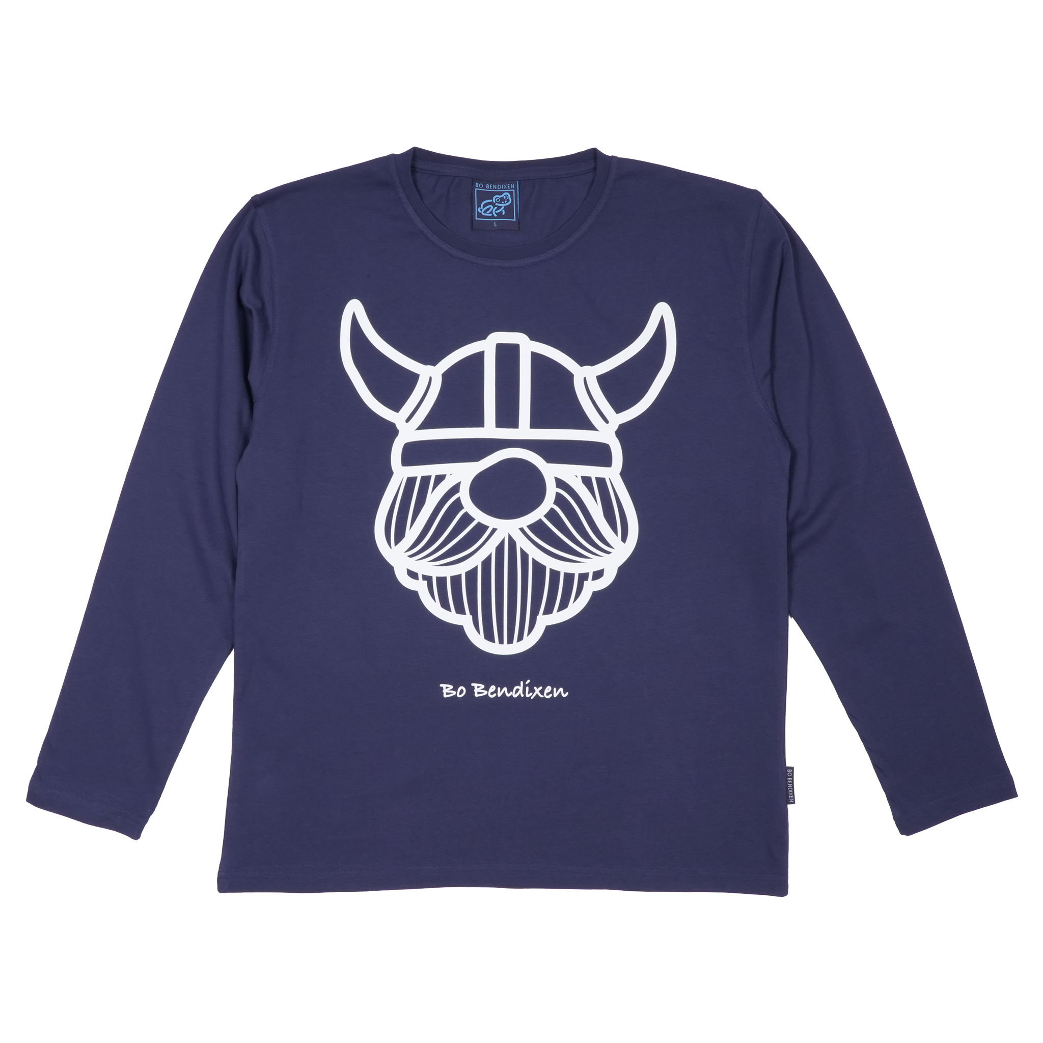 T-SHIRT VOKSEN LANGÆRMET VIKING STORSKÆG NAVY 1