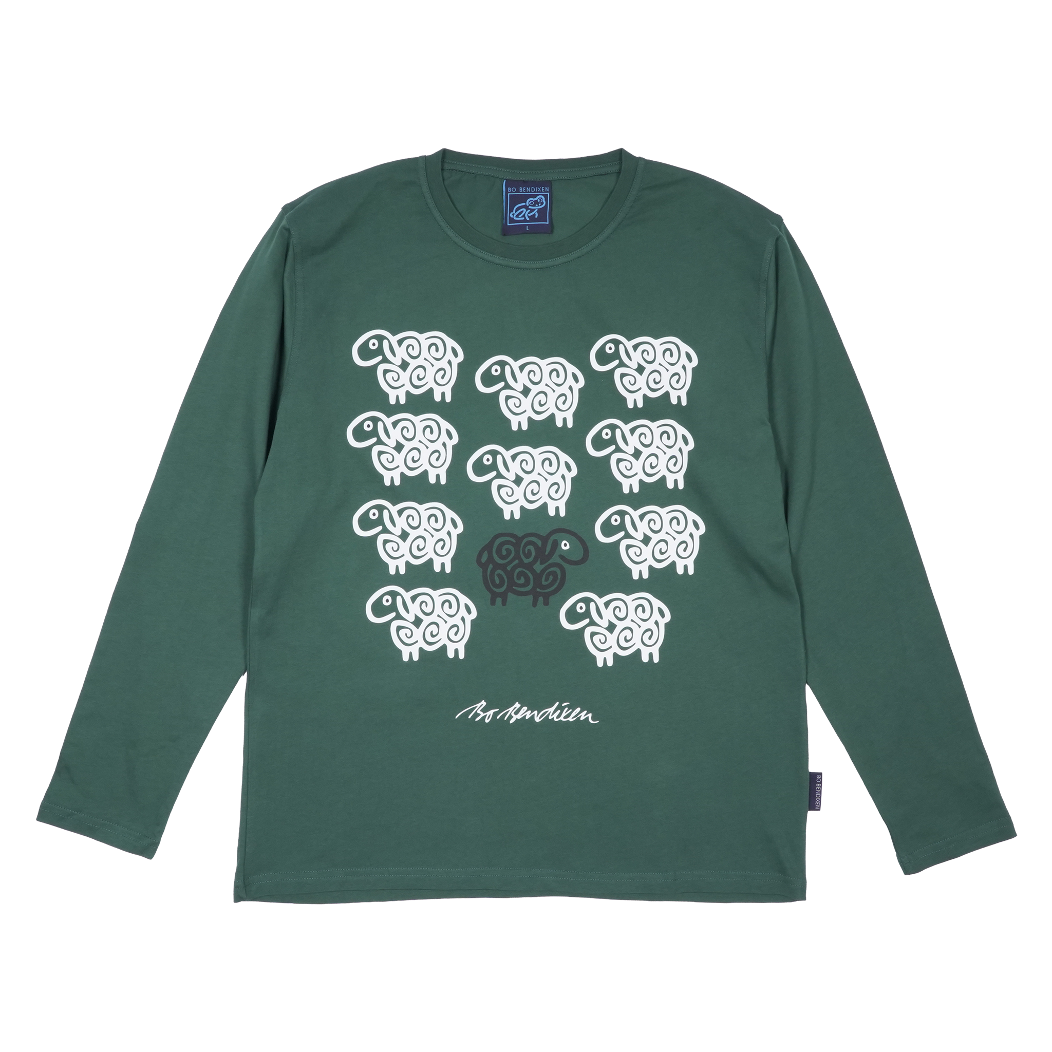 T-SHIRT VOKSEN LANGÆRMET BLACK SHEEP GRØN 1