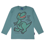 T-SHIRT BØRN LANGÆRMET T-REX GRØN 1