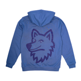 SWEATSHIRT VOKSEN M HÆTTE OG LYN HAPPY WOLF BLÅ