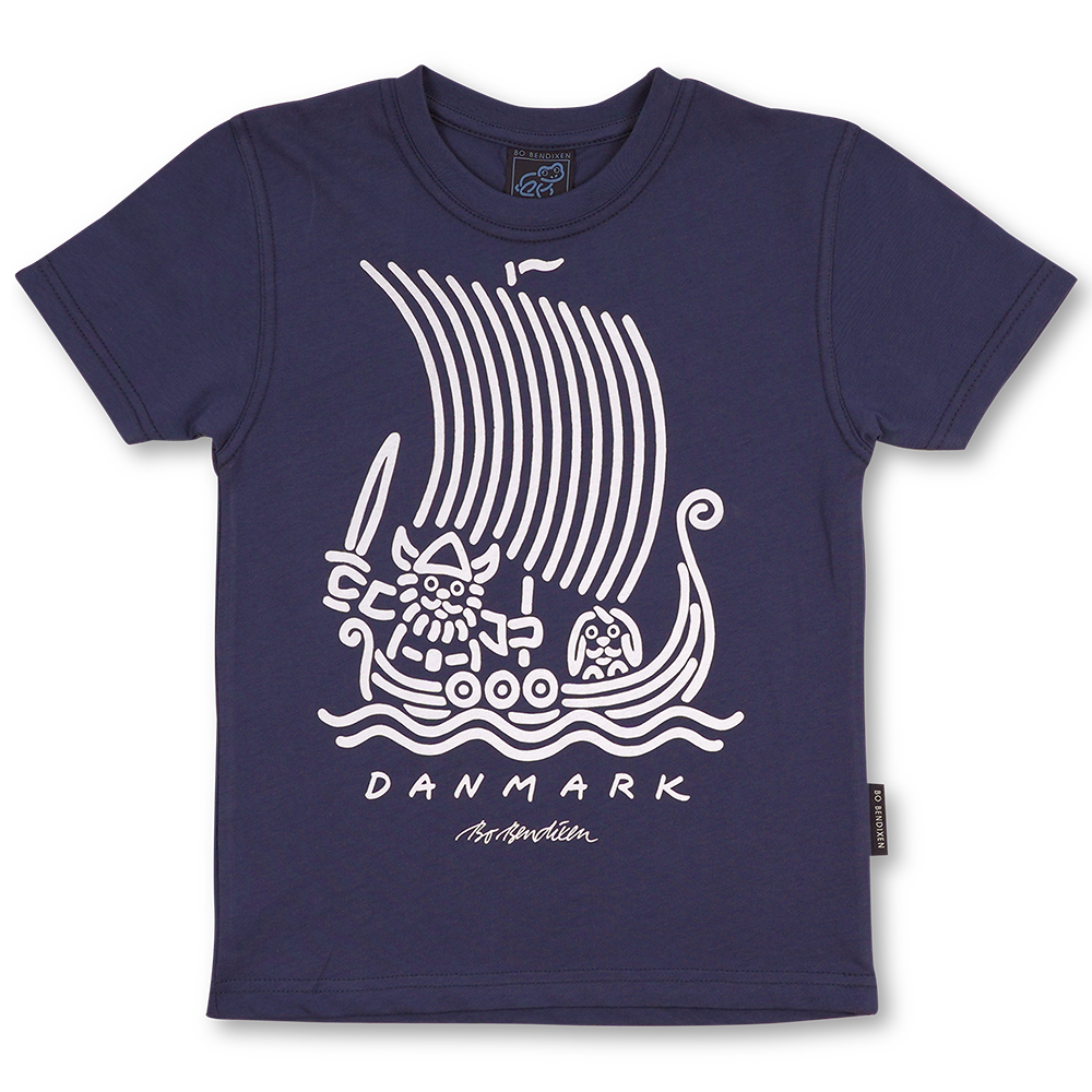 T-SHIRT BØRN VIKING SKIB NAVY 1