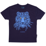 T-SHIRT BØRN TIGER HOVED MØRKEBLÅ 1