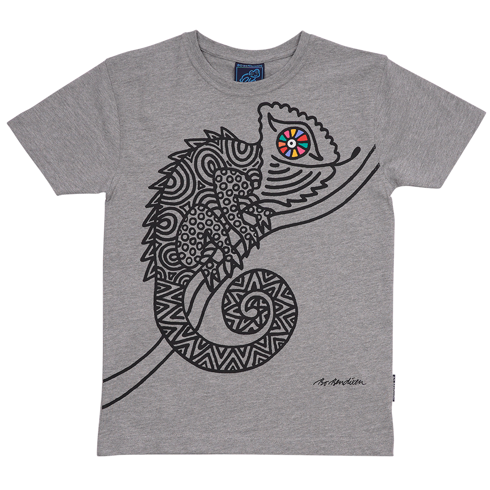 T-SHIRT BØRN KAMÆLEON GRÅ 1