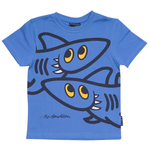 T-SHIRT BØRN SJOVE HAJER LYSEBLÅ 1
