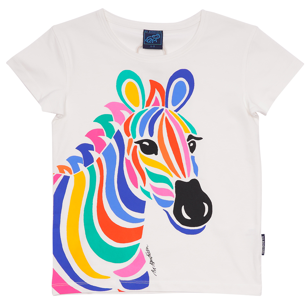 T-SHIRT SLIM FIT MULTICOLOR ZEBRA HVID 1