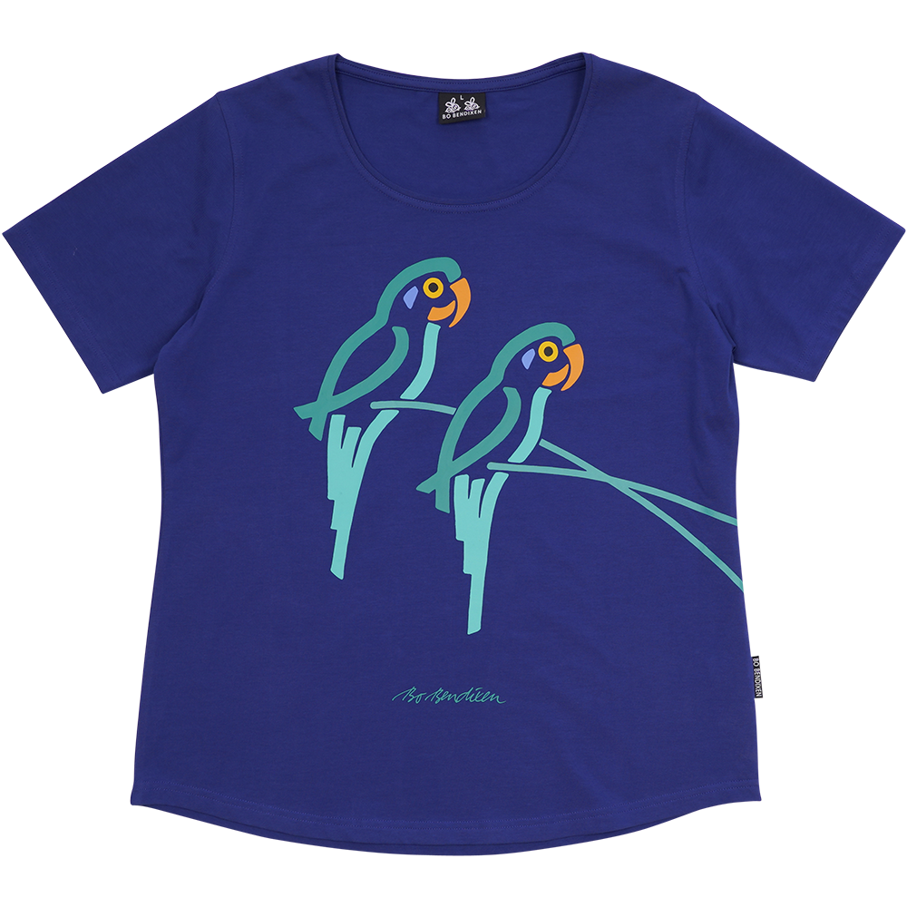 T-SHIRT SLIM FIT PAPEGØJE BLÅ 1