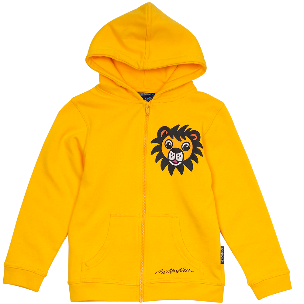 SWEATSHIRT BØRN M HÆTTE OG LYN LØVE GUL 1