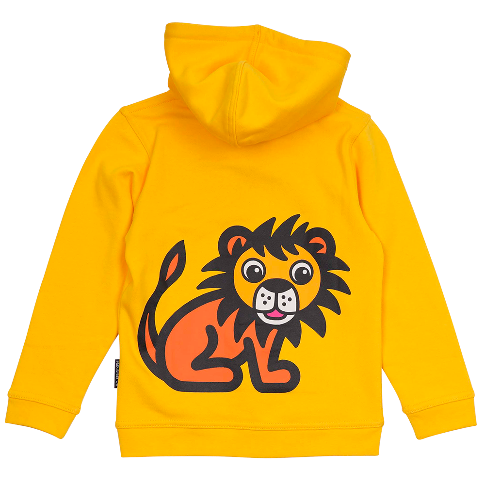 SWEATSHIRT BØRN M HÆTTE OG LYN LØVE GUL 2