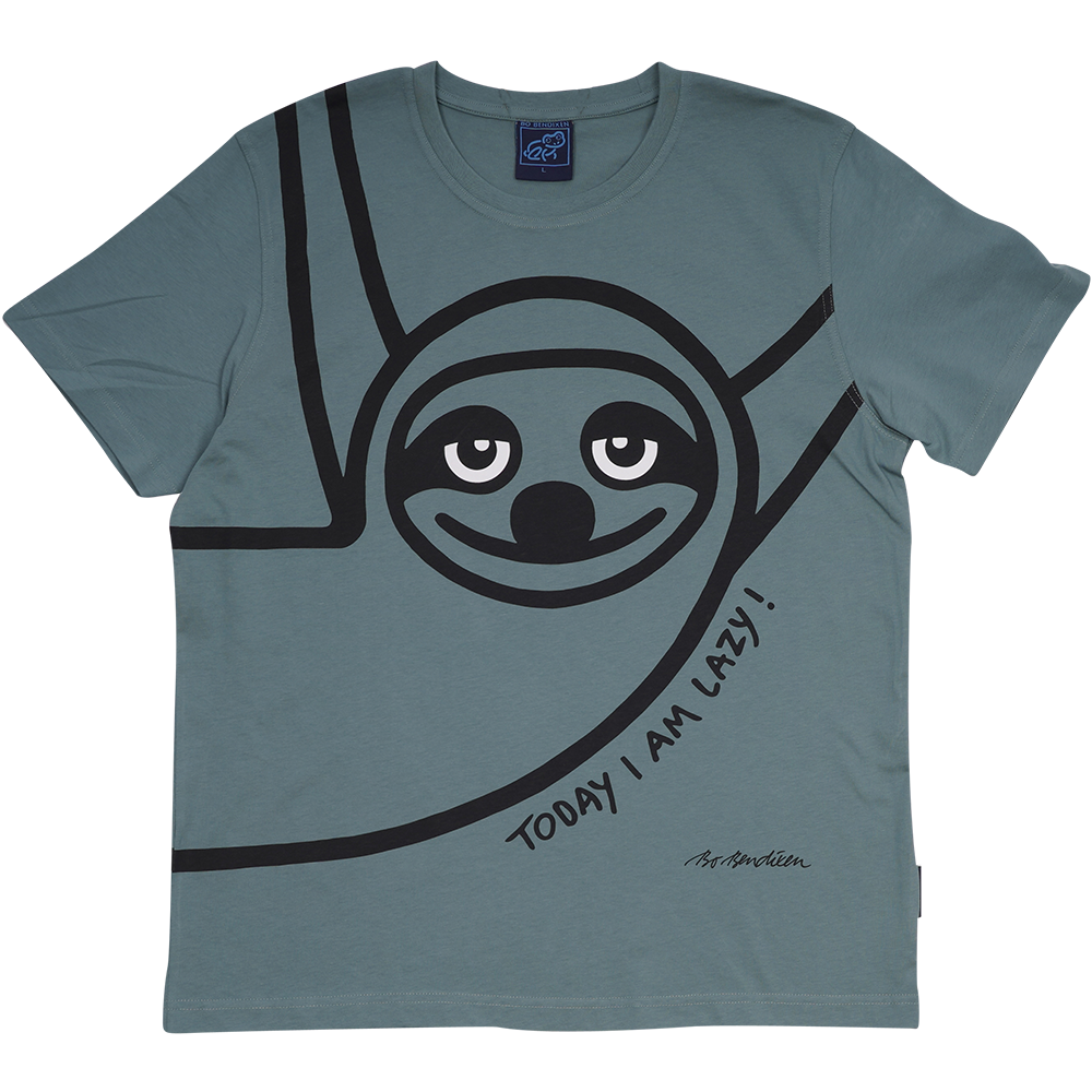 T-SHIRT VOKSEN LAZY GUY GRØN 1