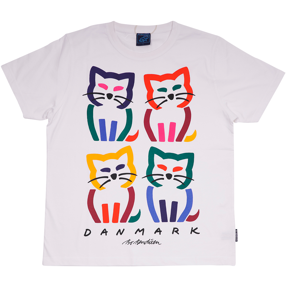 T-SHIRT VOKSEN 4 KATTE HVID  1