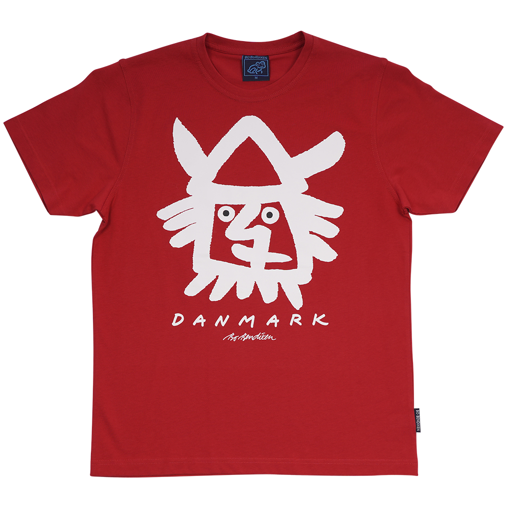 T-SHIRT VOKSEN VIKINGEHOVED RØD 1