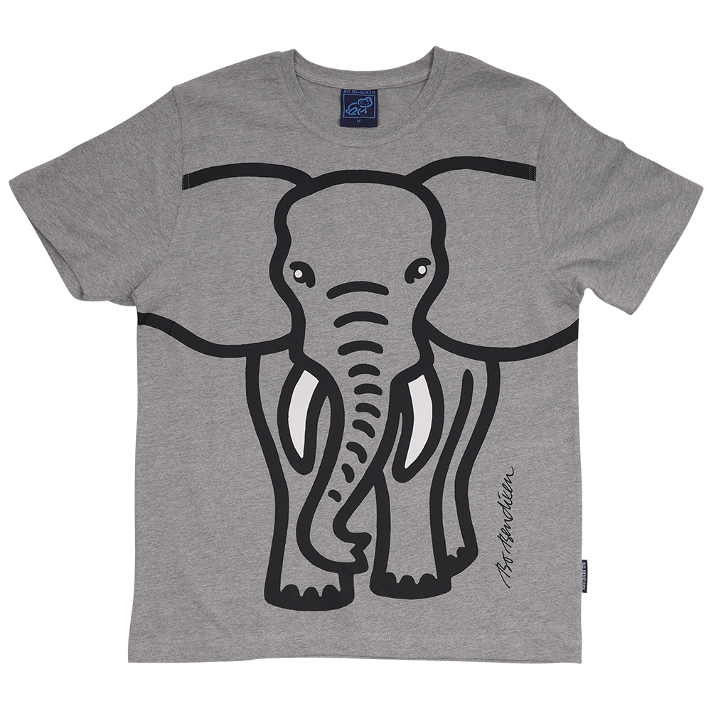 T-SHIRT VOKSEN ELEFANT GRÅ 1