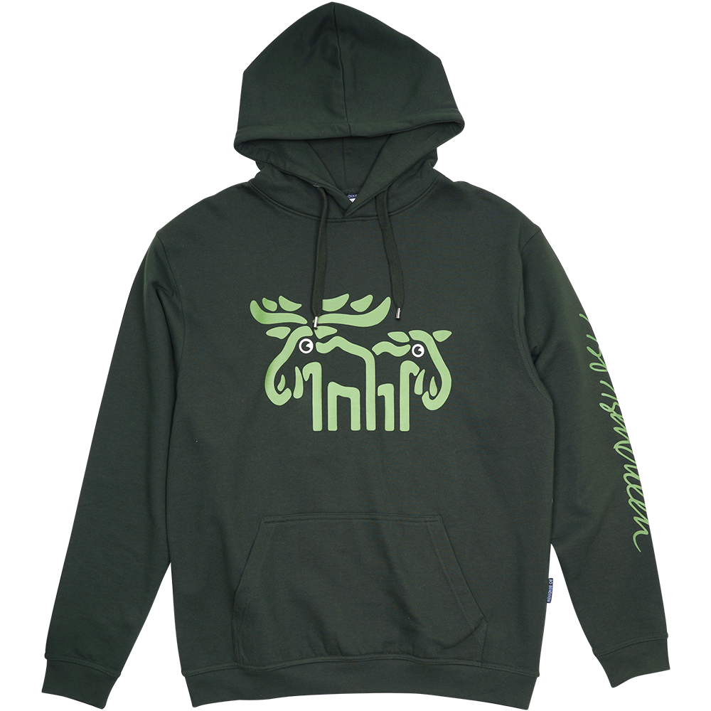 SWEATSHIRT VOKSEN M HÆTTE ELGE GRØN 1