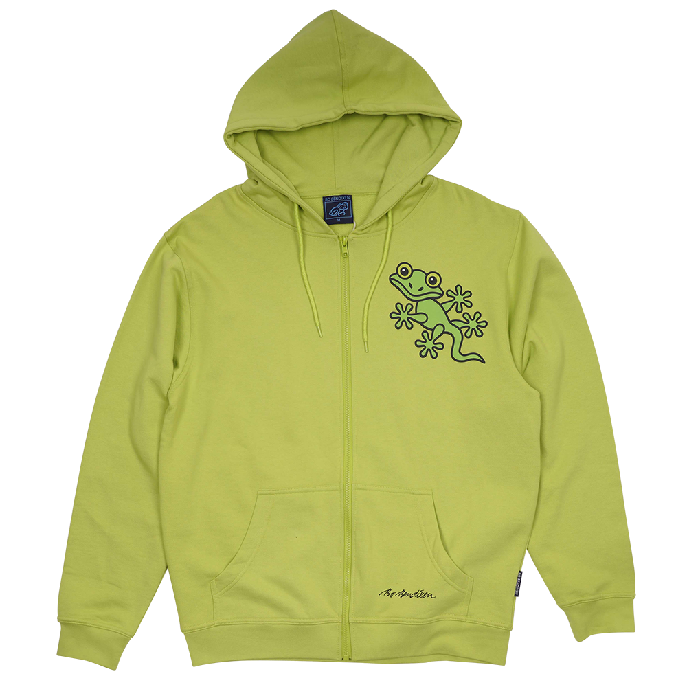 SWEATSHIRT VOKSEN M HÆTTE OG LYN GEKKO LIME  1