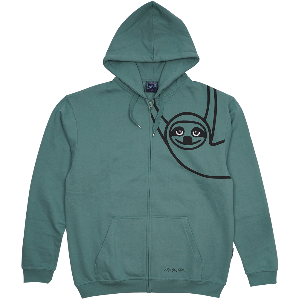 SWEATSHIRT VOKSEN M HÆTTE OG LYN LAZY GUY GRØN 1