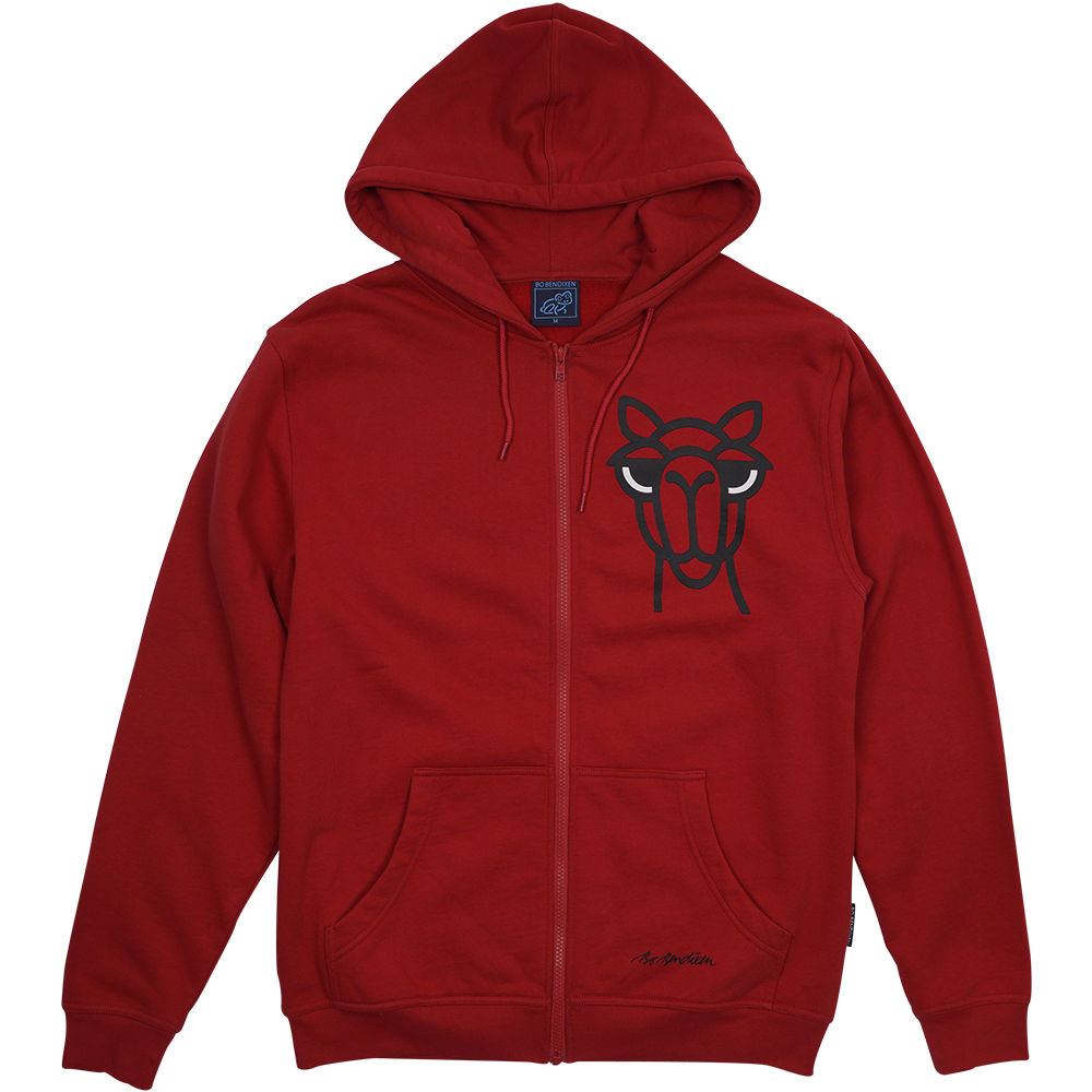 SWEATSHIRT VOKSEN M HÆTTE OG LYN KAMEL RØD 1