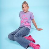 T-SHIRT BØRN FLAMINGO LILLA